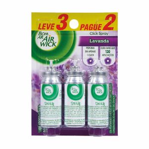 Conjunto com 3 Refis Click Spray Lavanda Air Wick Bom Ar 12ml Embalagem Promocional