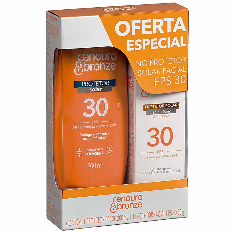 Conjunto-Protetor-Solar-FPS-30-200ml---Protetor-Facial-FPS-30-50g-Cenoura---Bronze-Zaffari-00