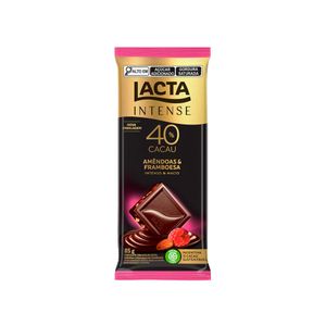 Chocolate Lacta Intense Nuts 40% Cacau Amêndoas & Framboesa 85g