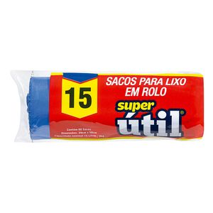 Sacos para Lixo em Rolo Azul Super Útil 15 Litros 60 unidades