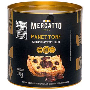 Panettone com Gotas de Chocolate Maxi Trufado Mercatto 700g