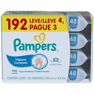 Conjunto Lenços Umedecidos Pampers Higiene Completa 192 unidades