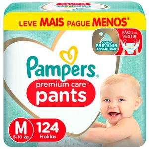 Fraldas Pampers Pants Premium Care M 124 unidades