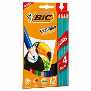 Lápis de Cor Evolution 12 cores + 4 Lápis Grafite 902545 Bic