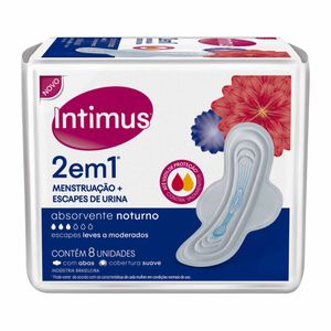 Absorvente Intimus com Abas 2 em 1 Noturno Cobertura Suave 8 unidades