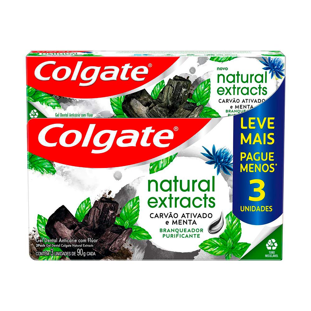 Kit Pasta de Dente Carvão Ativado e Menta Colgate - Zaffari