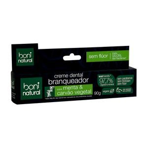 Creme Dental Boni Natural Vegano Branqueador Menta & Carvão Vegetal 90g