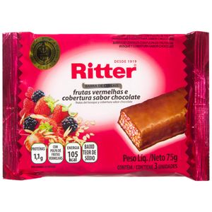 Barra de Cereal Frutas Vermelhas e Cobertura de Chocolate Ritter 75g 3 unidades