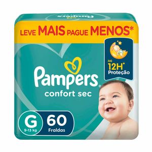 Fraldas Pampers Confort Sec G 60 unidades