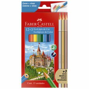 Lápis de Cor EcoLápis 12 cores + 3 EcoLápis Metalizado Faber-Castell