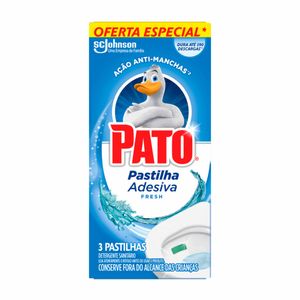Conjunto com 3 Pastilhas Adesivas Sanitárias Pato Fresh Embalagem Promocional