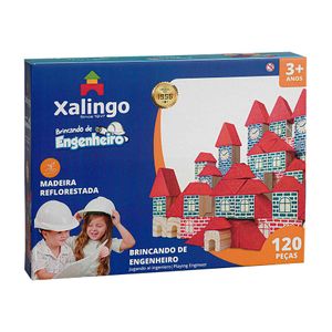 Jogo de Madeira Brincando de Engenheiro Xalingo 120 peças