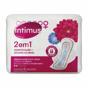 Absorvente Intimus com Abas 2 em 1 Cobertura Suave 8 unidades