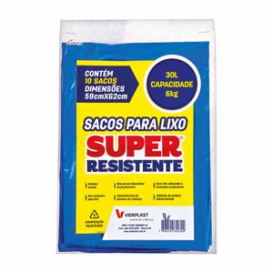 Sacos para Lixo Azul Super Resistente 30 Litros 10 unidades