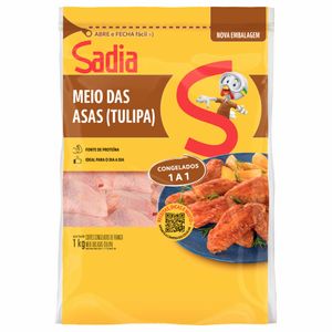 Meio da Asa de Frango Congelado IQF Sadia 1kg