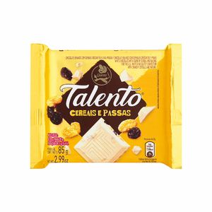 Chocolate Branco Talento Garoto Cereais e Passas 85g