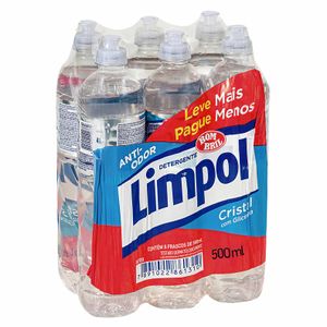 Conjunto Detergentes Líquidos Limpol Cristal com Glicerina 500ml 6 unidades Embalagem Promocional
