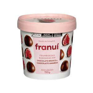 Framboesas Banhadas em Chocolate Branco e Chocolate Amargo Congelada Franuí 150g