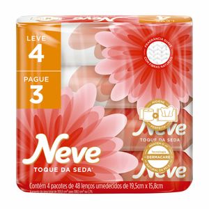 Conjunto com 4 Lenços Umedecidos Neve Toque de Seda Fragrância Suave 48 unidades