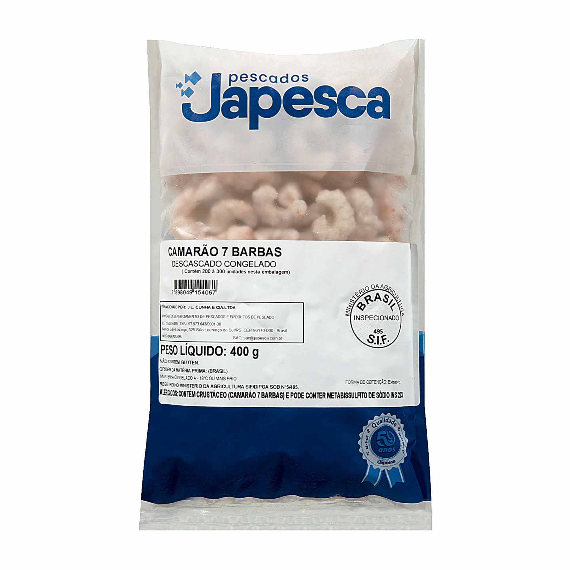 Camarão Japesca Congelado Descascado 7 Barbas 200/300 400g - Zaffari