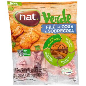 Filé de Coxa e Sobrecoxa de Frango Congelado IQF Nat Verde 1kg