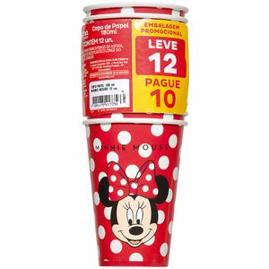 Copo de Papel Descartável Minnie 180ml Regina com 12 unidades