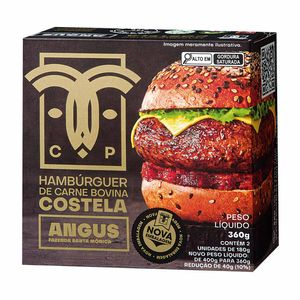 Hambúrguer de Carne Bovina Costela Angus Congelado Carapreta 360g