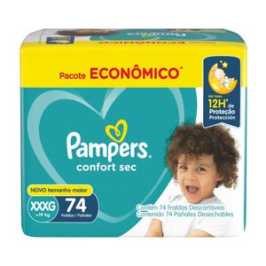 Fraldas Pampers Confort Sec XXXG 74 unidades