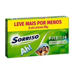 Conjunto com 3 Géis Dentais Sorriso Fresh Hortelã Explosion 90g Embalagem Promocional