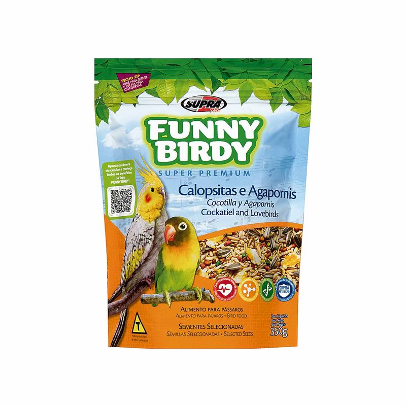Racao-para-Passaros-Calopsitas-e-Agapornis-Funny-Birdy-Supra-350g-Zaffari-00