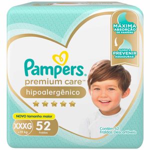 Fraldas Pampers Premium Care XXXG 52 unidades