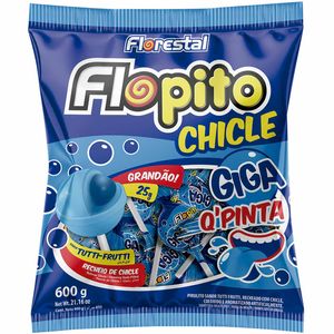 Pirulito Flopito Chiclé Tutti-Frutti Florestal 600g