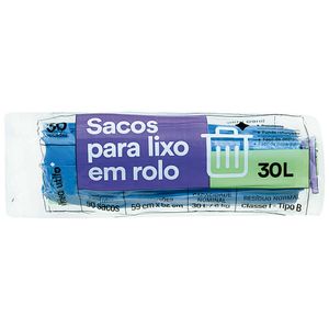 Sacos para Lixo em Rolo Azul Linea Utilo 30 Litros 30 unidades