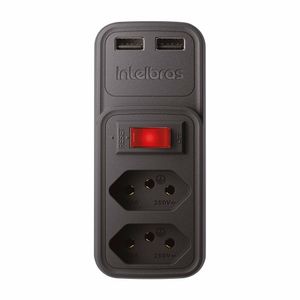 Adaptador Elétrico Preto 4820049 2 Tomadas 2 USB EAC 202 Intelbras