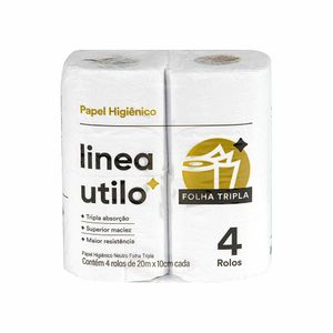 Papel Higiênico Folha Tripla Linea Utilo 4 Rolos 20m