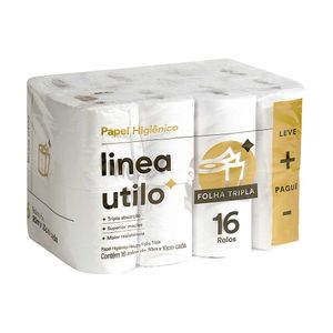 Papel Higiênico Folha Tripla Linea Utilo 16 Rolos 20m Embalagem Promocional