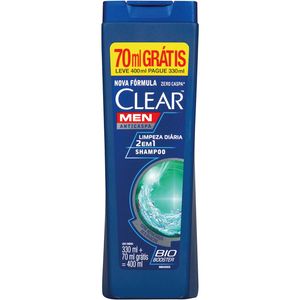 Shampoo Anticaspa Clear Men Limpeza Diária 2 em 1 400ml Embalagem Promocional