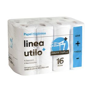 Papel Higiênico Folha Dupla Linea Utilo 16 Rolos 30m Embalagem Promocional