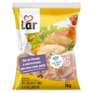 Filé de Coxa e Sobrecoxa de Frango com Pele Congelado IQF Lar 1kg