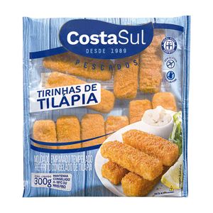 Tirinhas de Tilápia Empanadas Temperadas Congeladas Costa Sul 300g