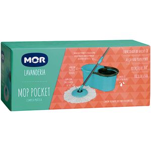 Conjunto Mop Pocket Azul Turquesa 8294 8 litros Mor 3 Peças