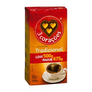 Café Tradicional 3 Corações 500g Embalagem Promocional