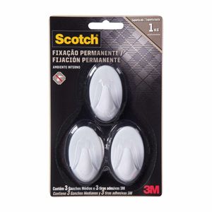 Conjunto Ganchos de Fixação Permanente 3 unidades Scotch 3M