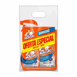 Limpador Mr Musculo Banheiro sem Cloro 500ml + Refil 400ml Embalagem Promocional