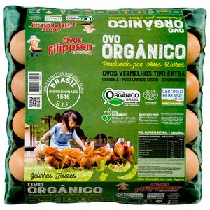Ovos Vermelhos Orgânicos Aves Livres Filippsen 20 unidades