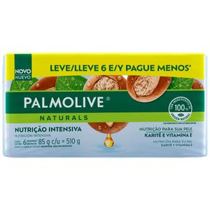 Conjunto com 6 Sabonetes em Barra Palmolive Nutrição Intensiva com Karité e Vitamina E 85g Embalagem Promocional