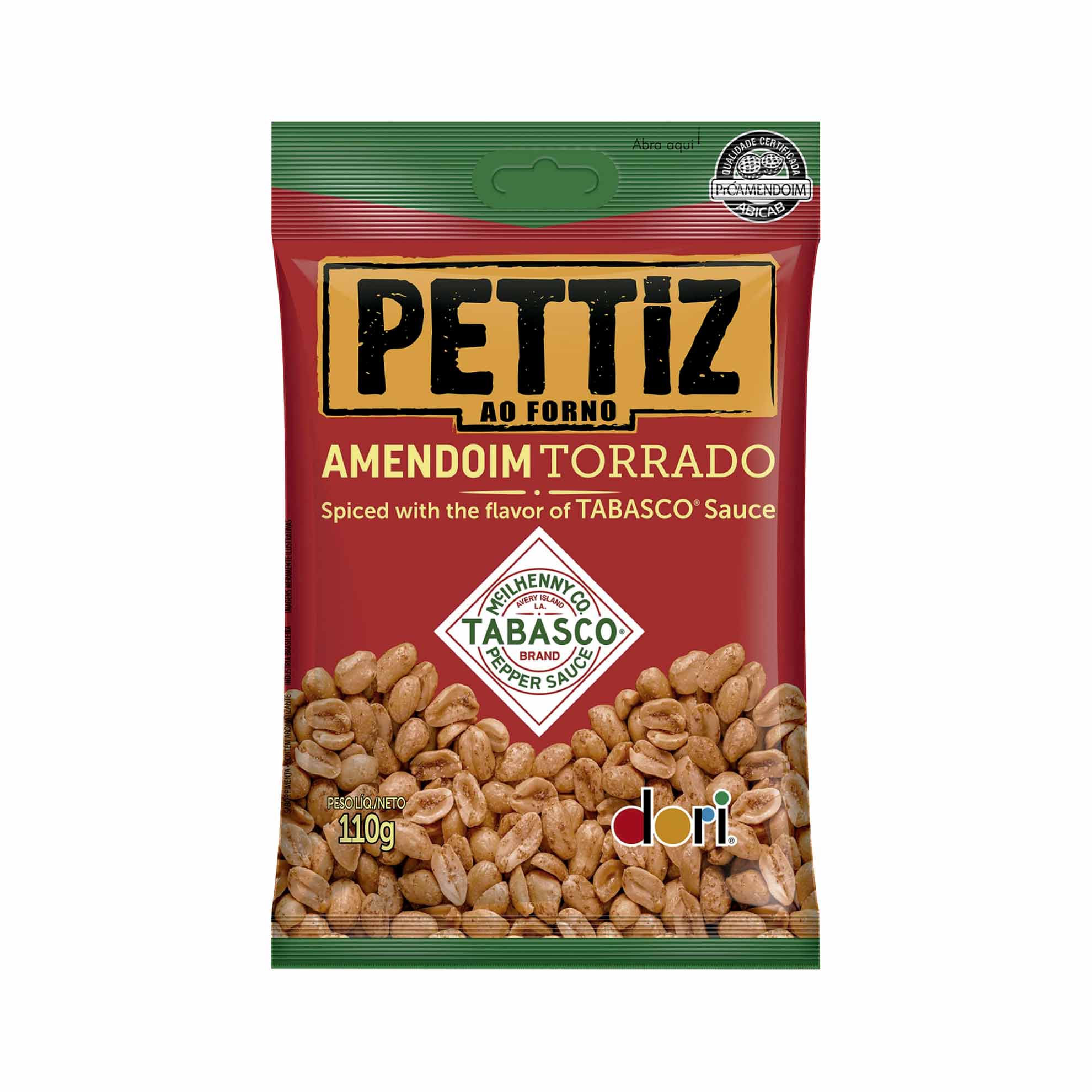 Amendoim Torrado com Molho de Pimenta Tabasco Pettiz Dori 110g