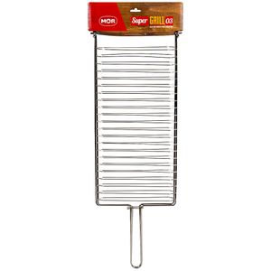 Grelha para Churrasco Fechada n°3 Super Grill Aço Cromado 81,5x26,5cm Mor