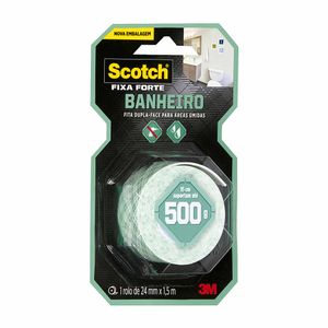 Fita Dupla Face Banheiro Fixa Forte Scotch 3M 24mmx1,5m