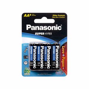 Pilha Alcalina AA Super Hyper Panasonic 8 unidades